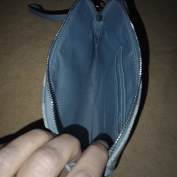 SOLD Coach Dempsey Large Corner Zip wristlet With Patch and Stripe - Picture 5 of 10